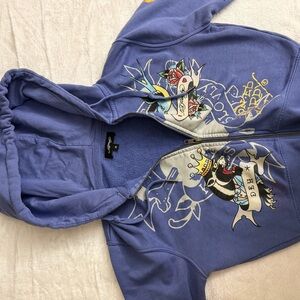 Ed Hardy Royal Blue Graphic Hoodie